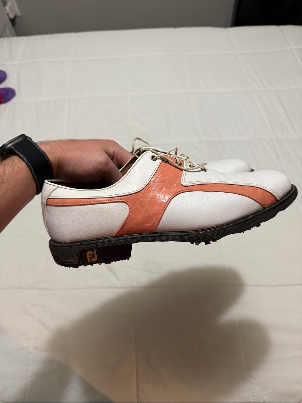 FootJoy Icon MyJoys White/Coral Size 10.5